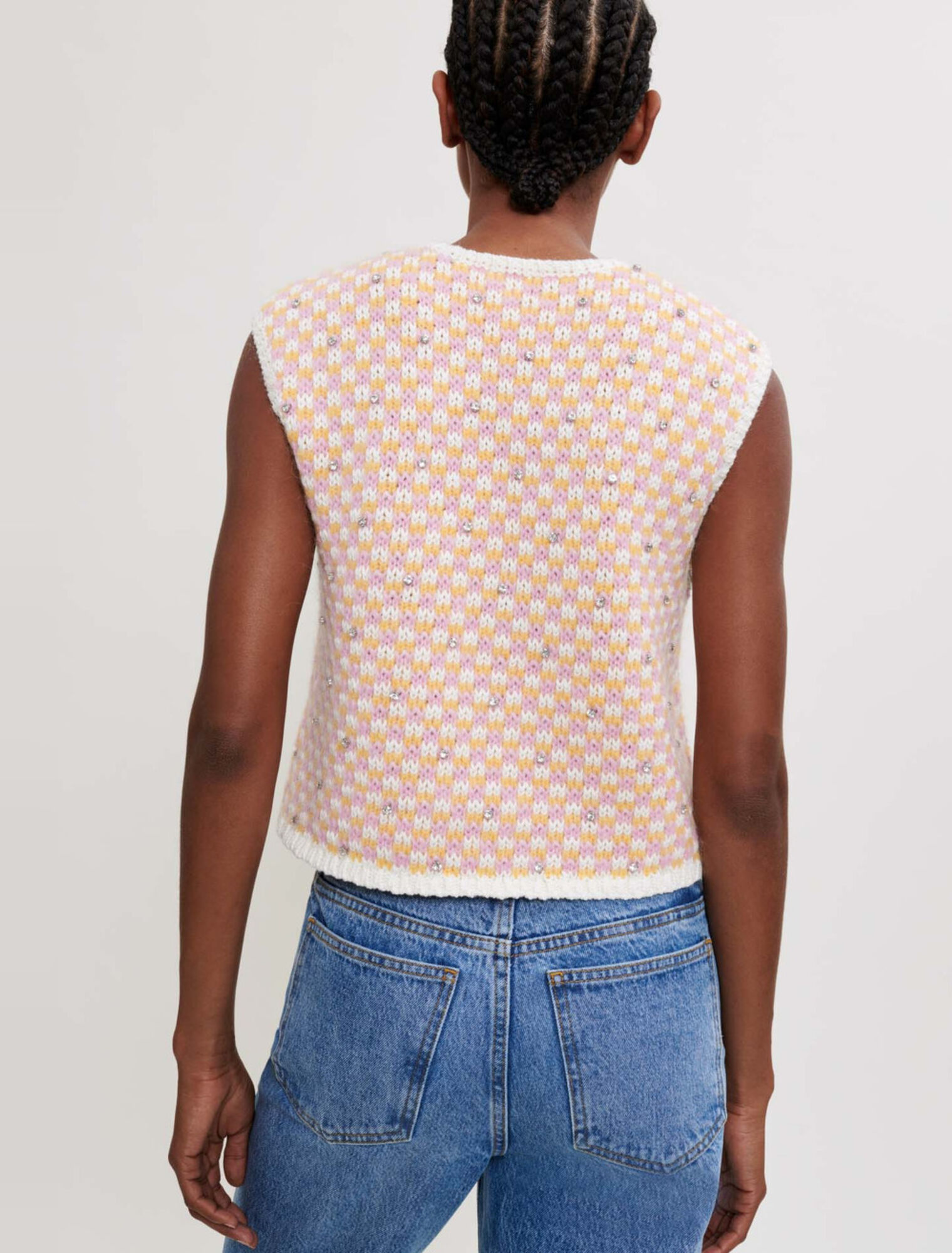 Decorative knit and rhinestone jumper
