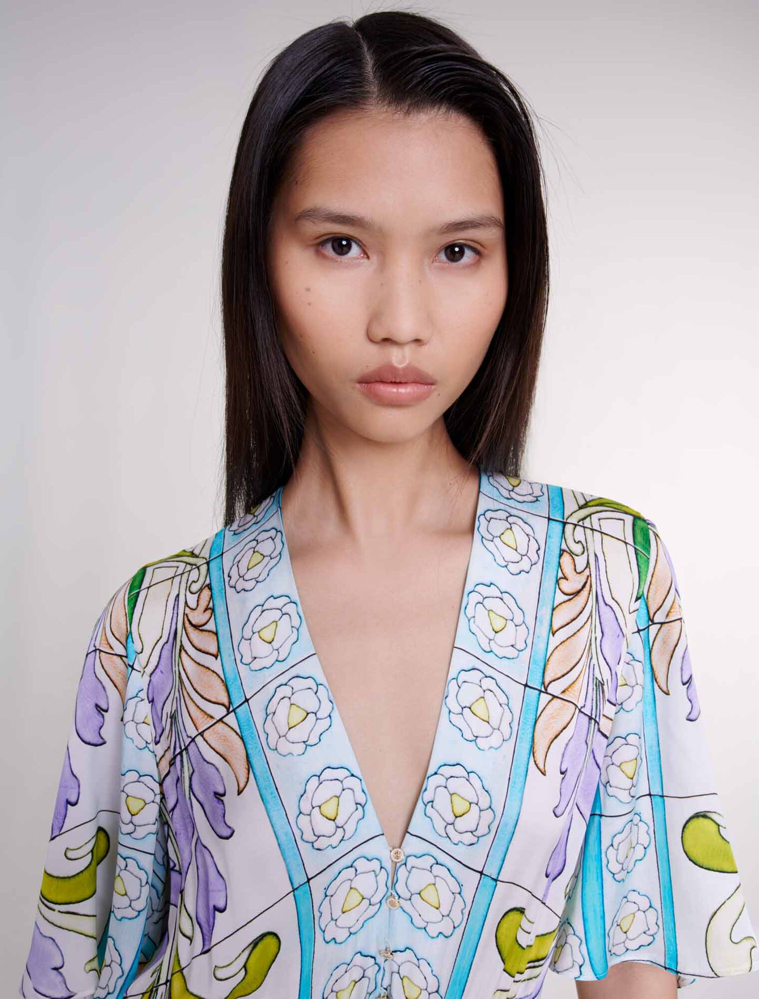 Satin-look patterned maxi dress