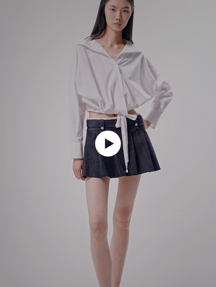 Black denim-effect mini skirt