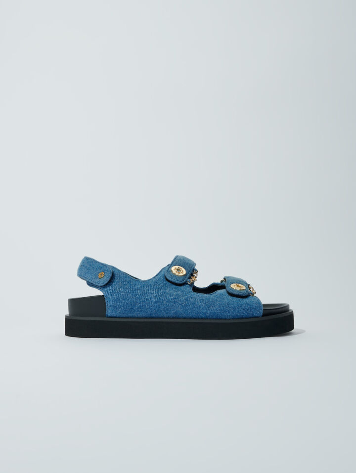 Flat denim sandals