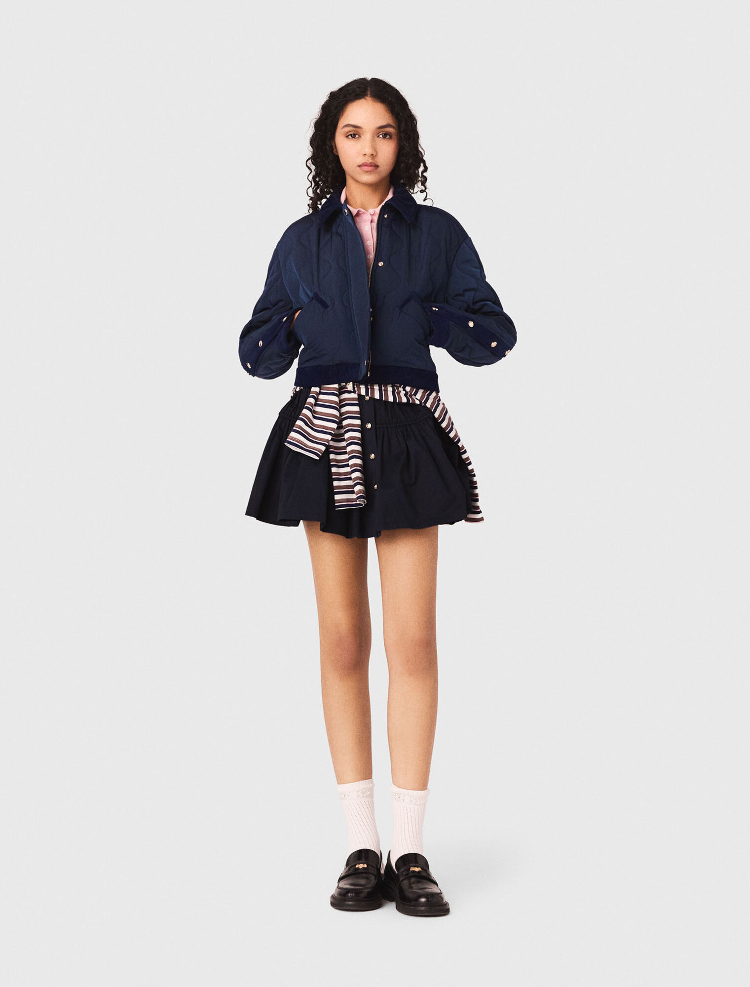 Quilted jacket with velvet details