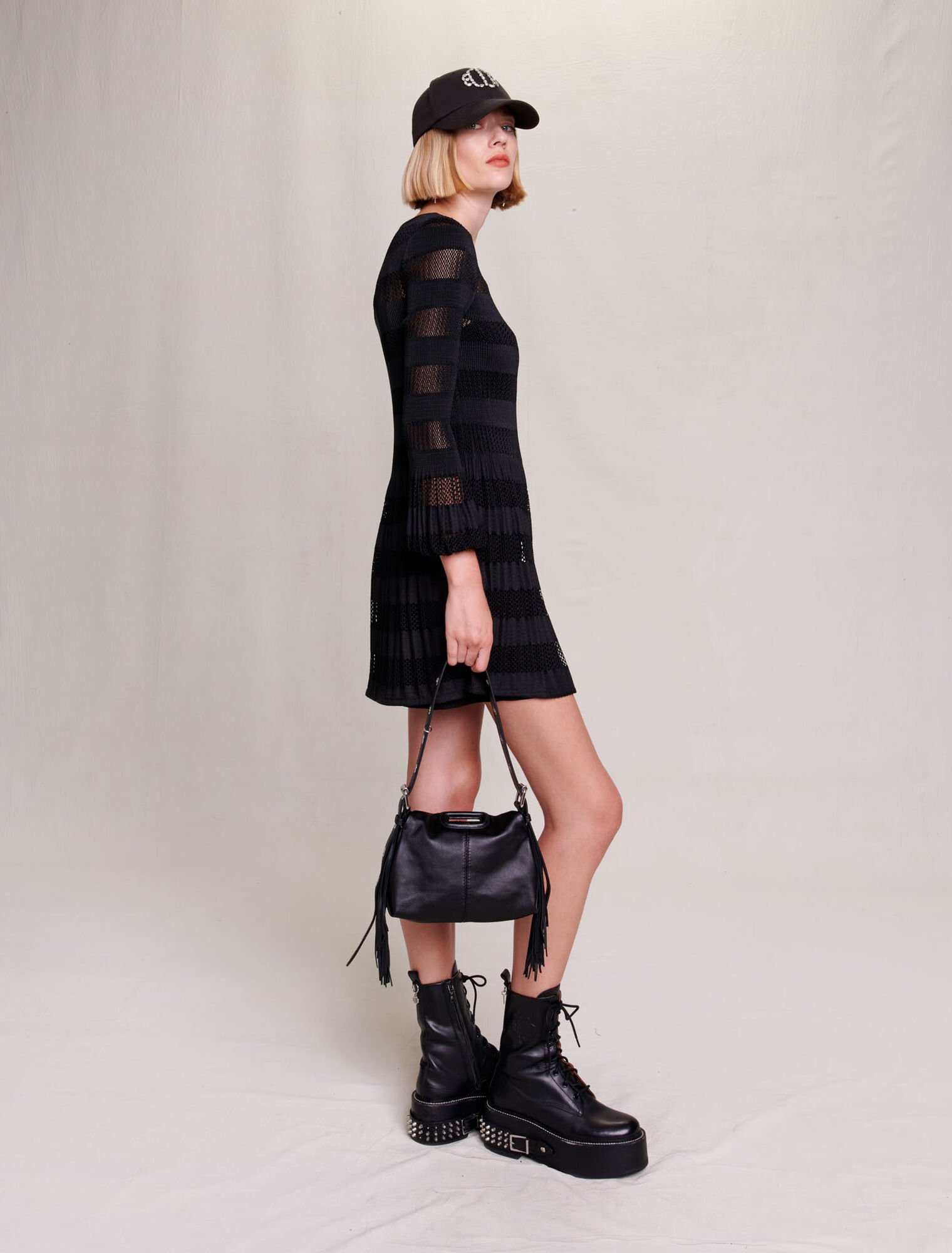 Short openwork knit dress