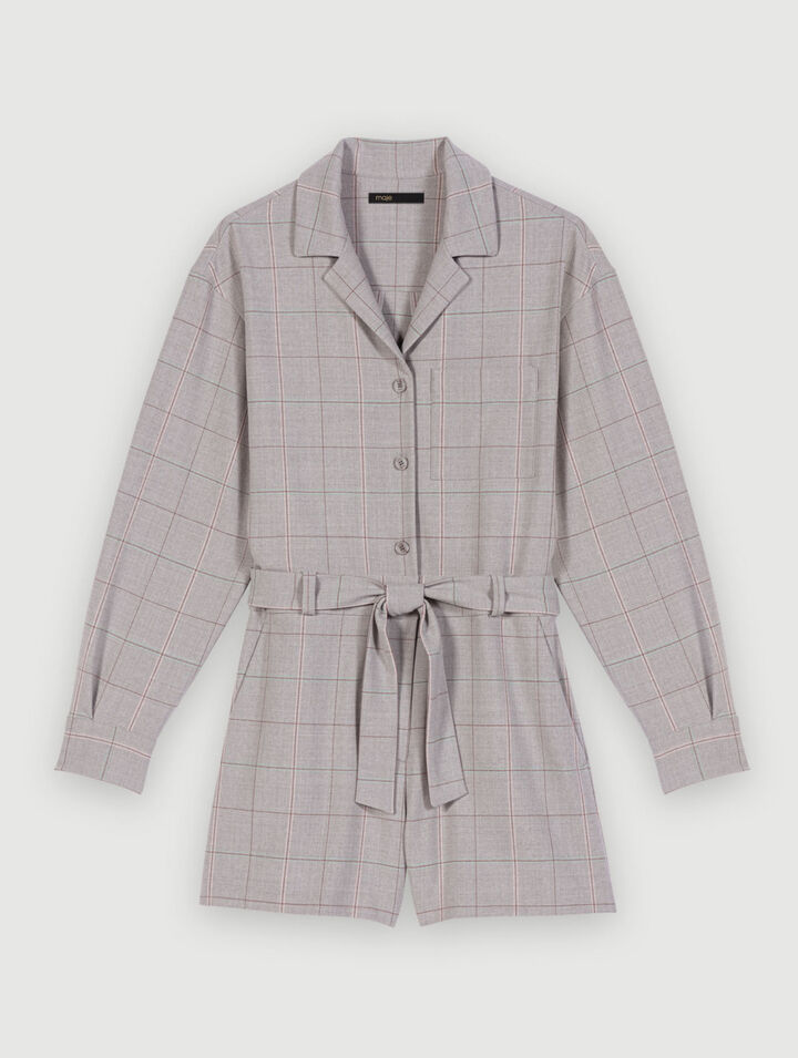 Short plaid jumpsuit