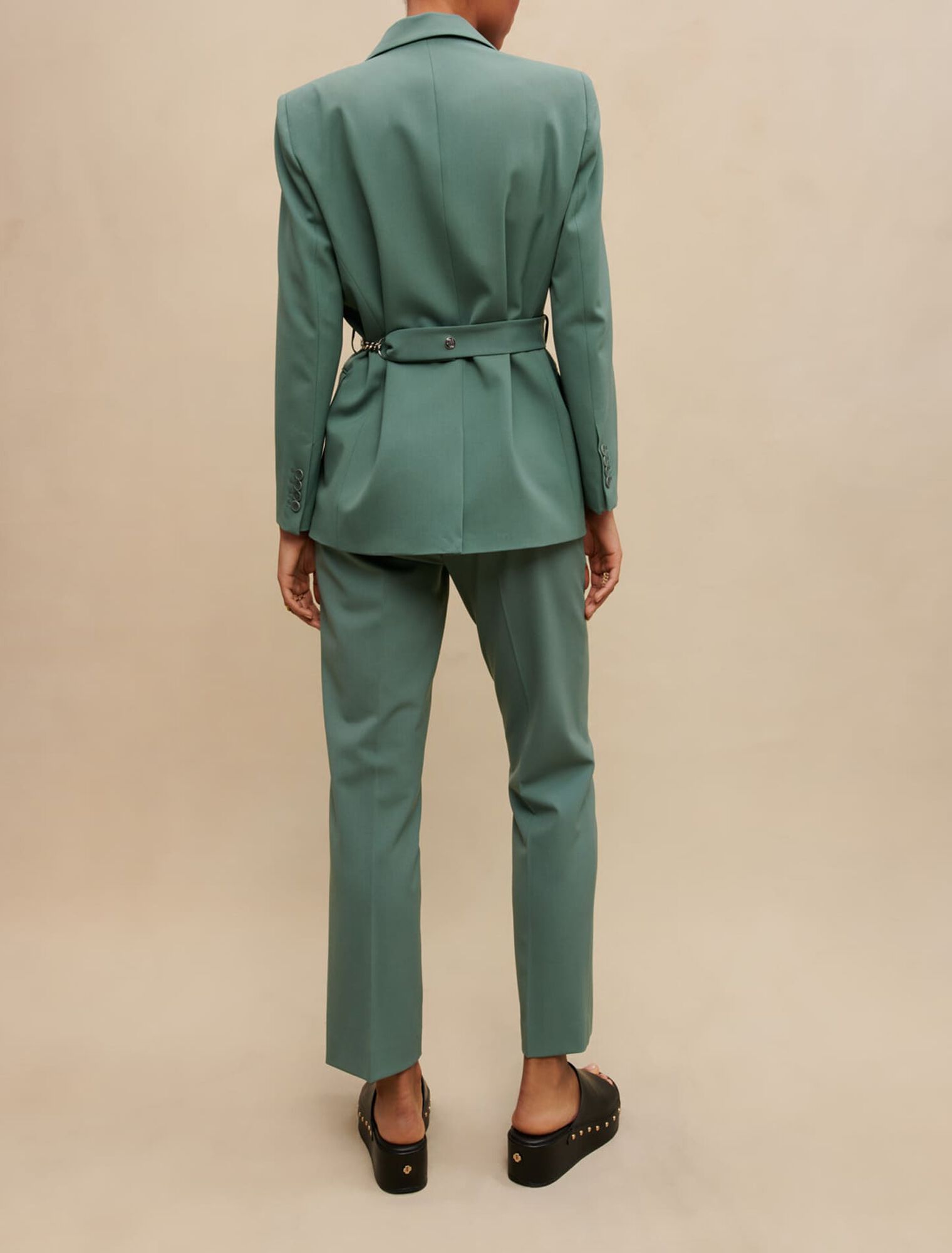 Tailored jacket with chain belt