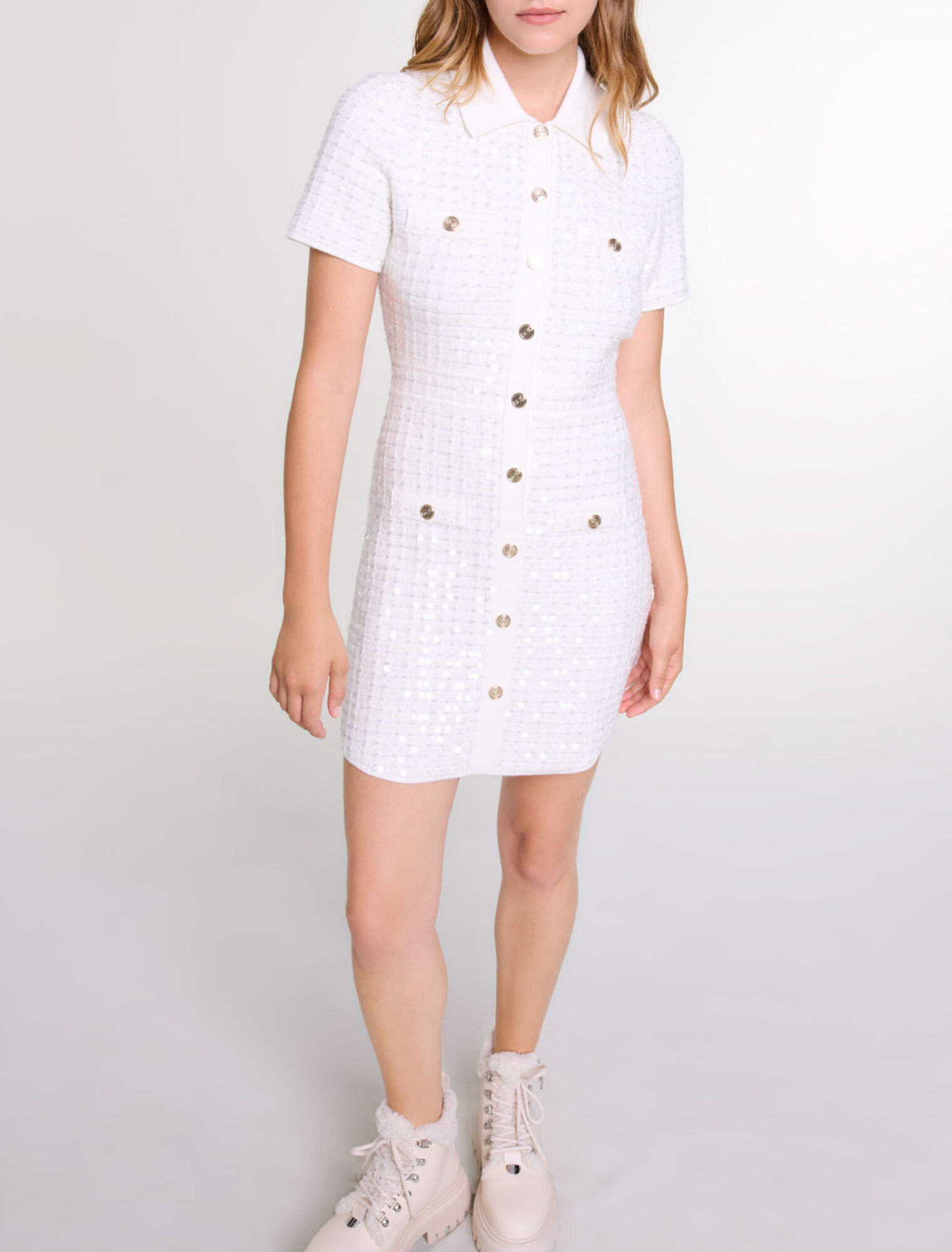 Sequin knit short dress