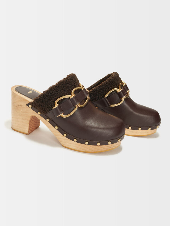 Clogs with chain-finish heels