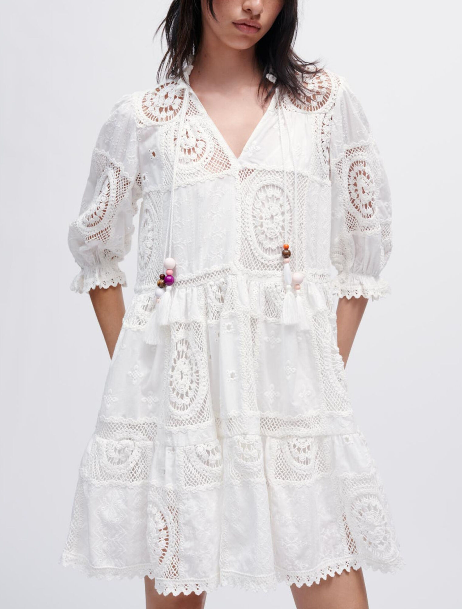 Voile and crochet dress