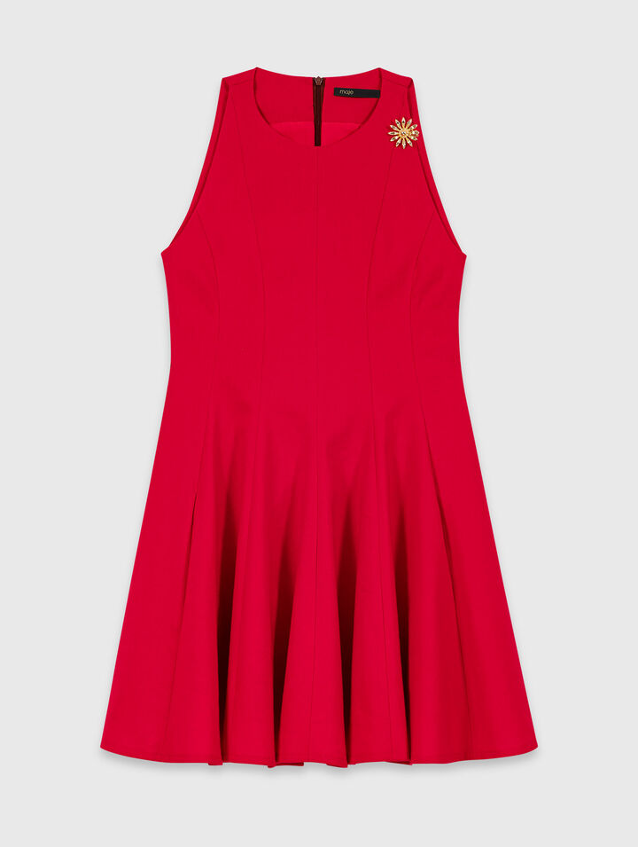 Short flared linen-blend dress