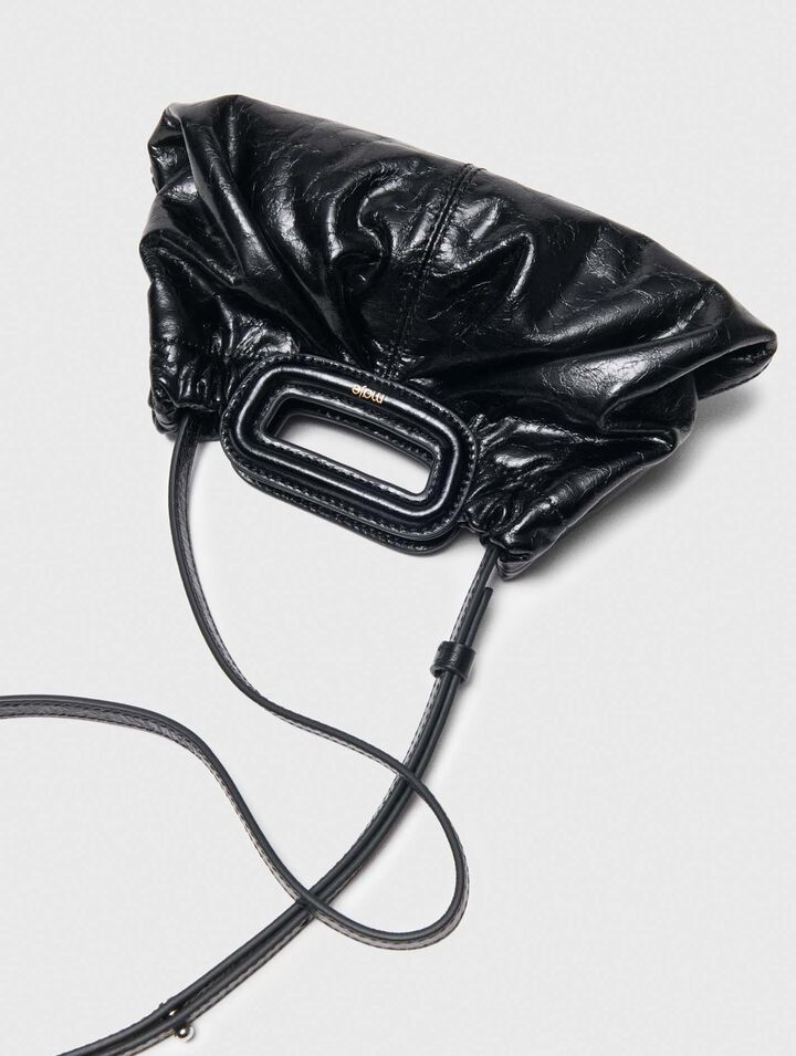 Mini crackled leather clutch