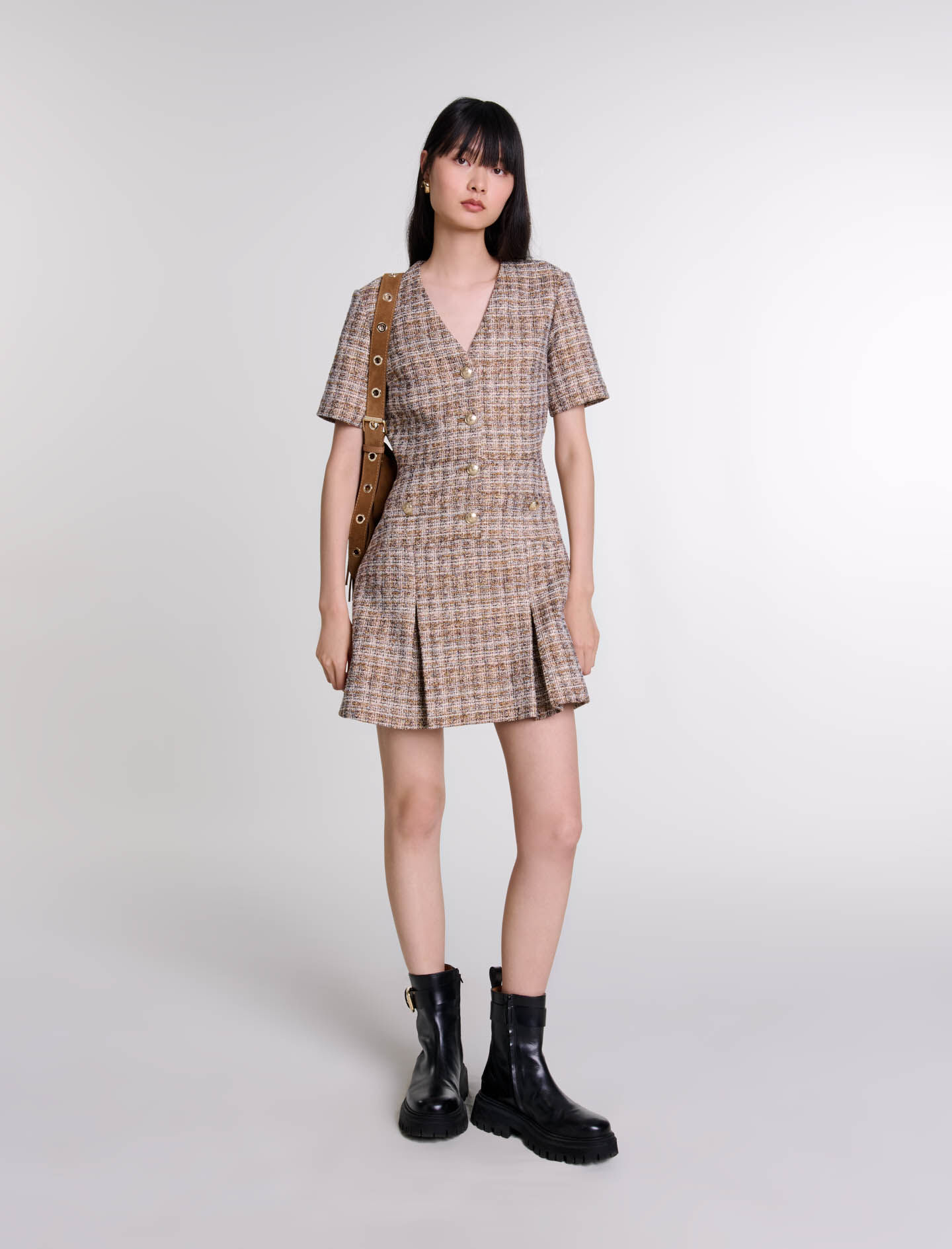Maje tweed shirt dress cheap