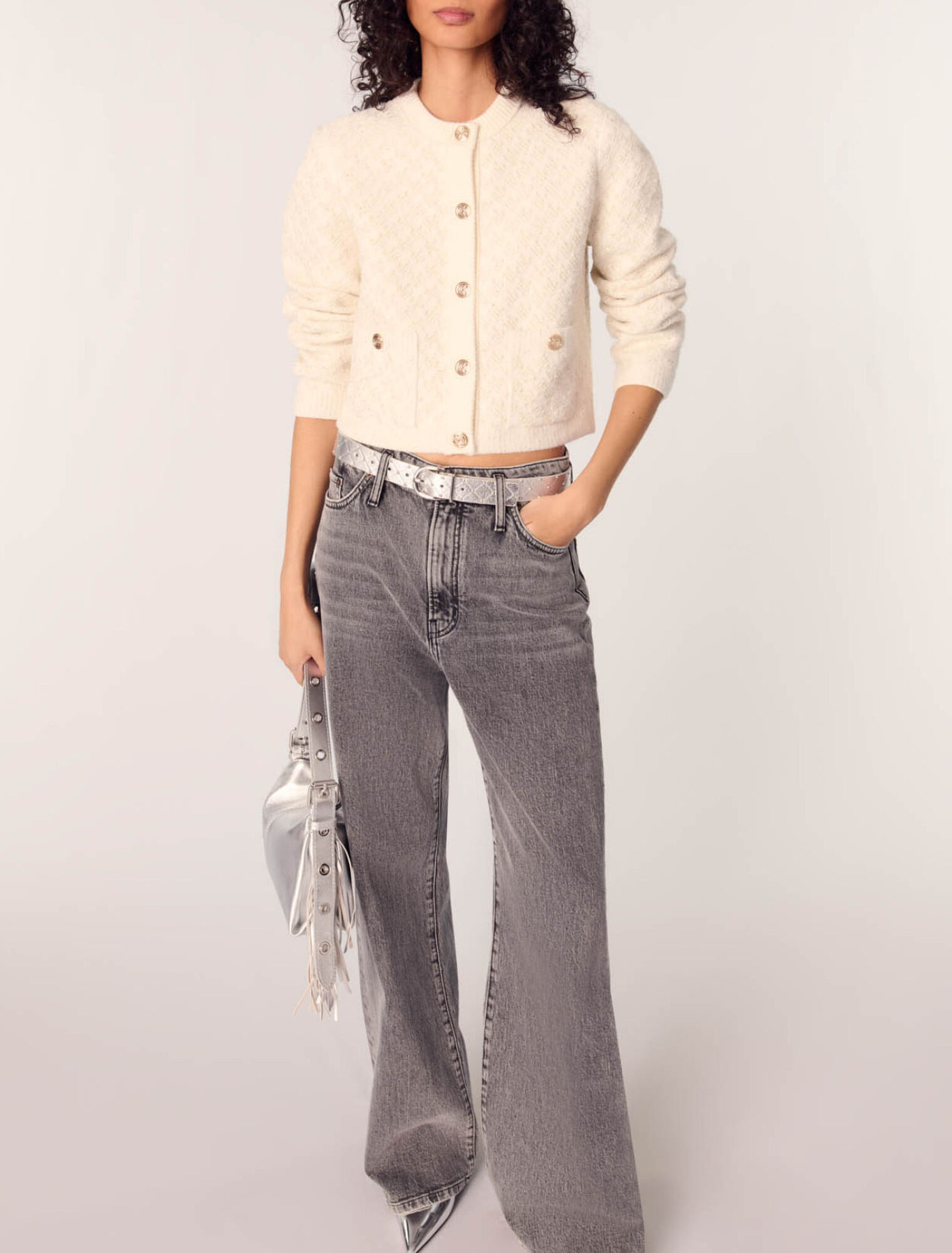 Short tweed-effect cardigan