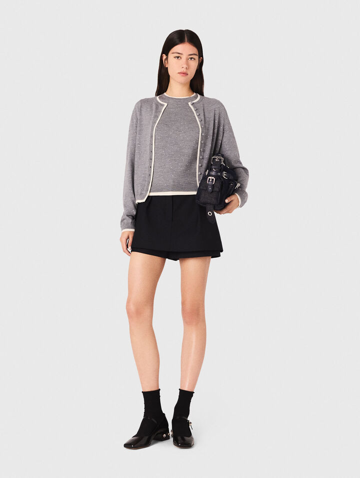 100% wool cardigan with rhinestones