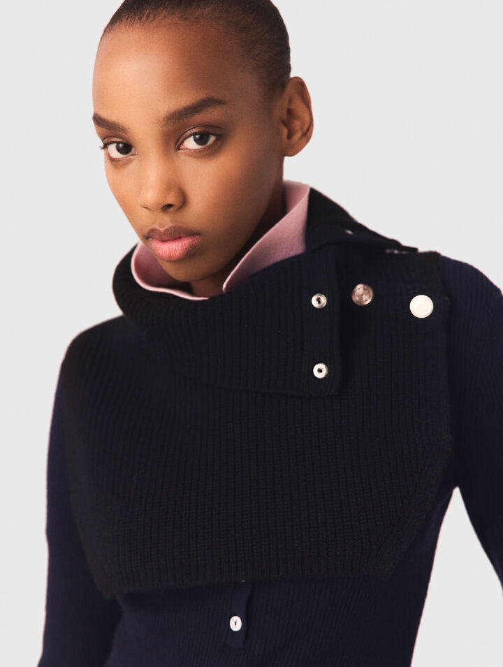 Button-up wool mix collar wrap