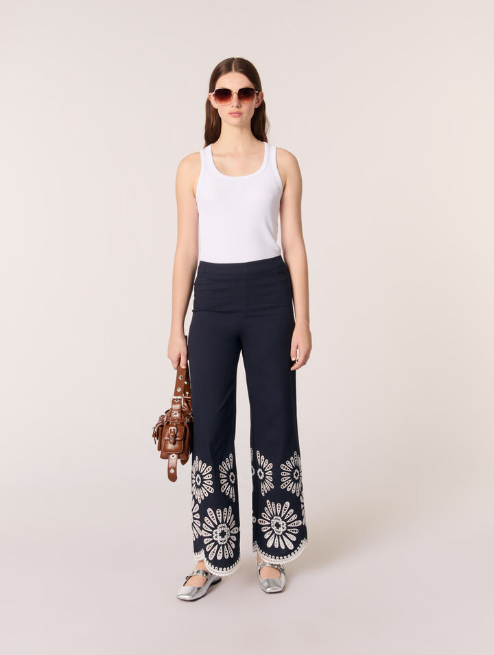 Trousers with crochet detail