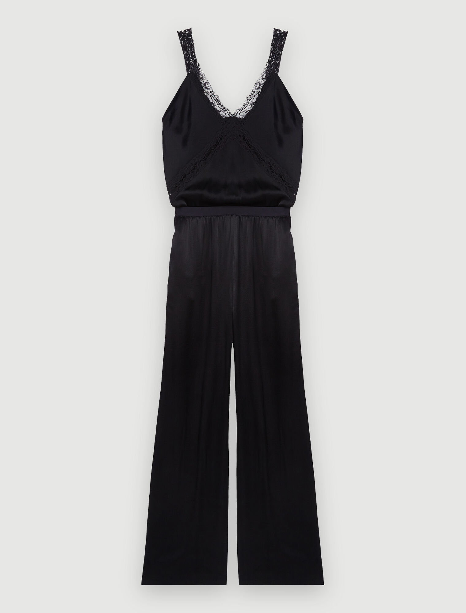 Satin jumpsuit with straps