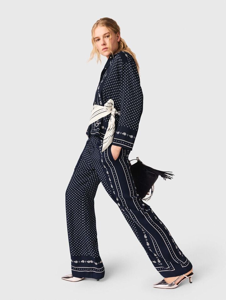 Printed fluid trousers