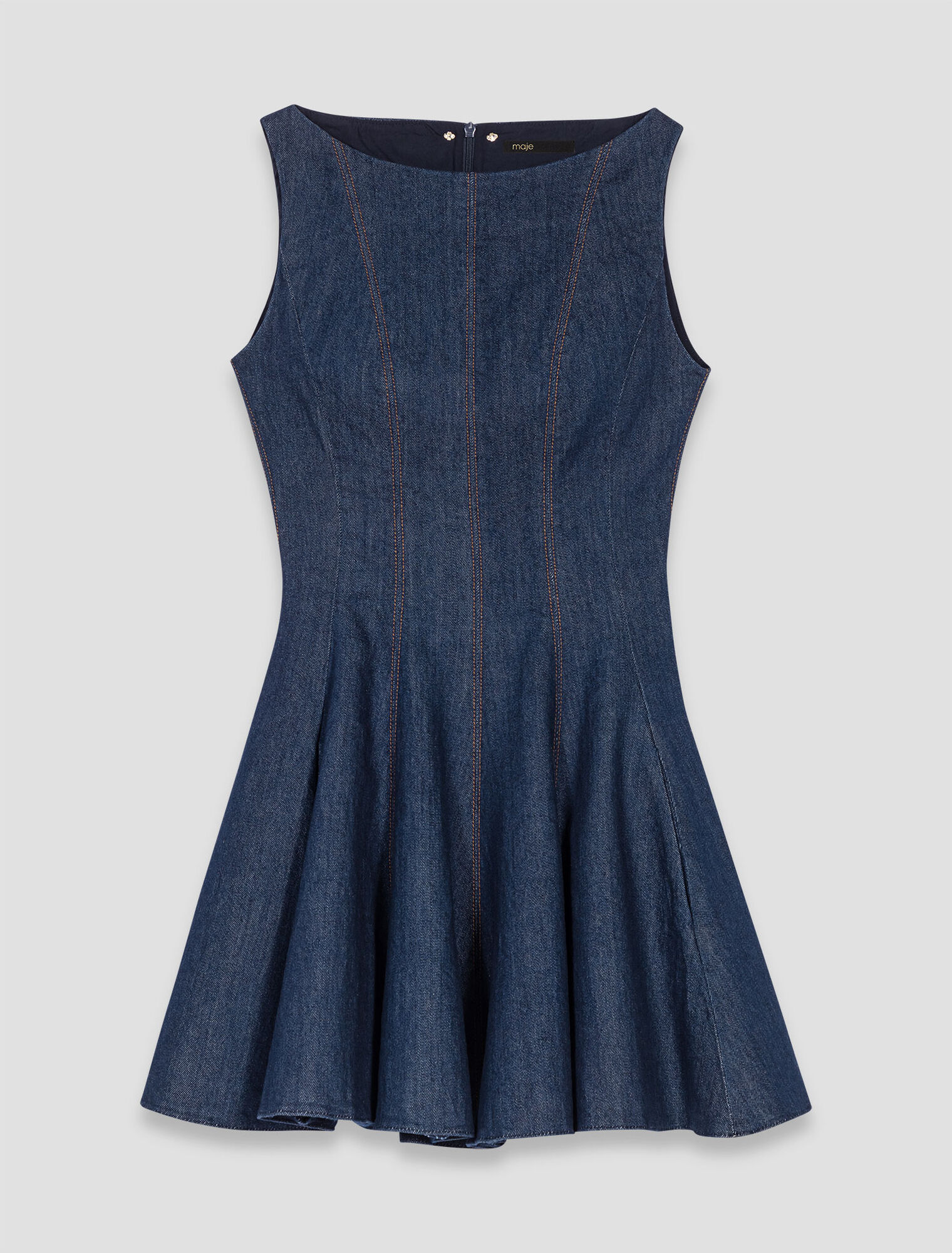 Short denim dress with ruffles