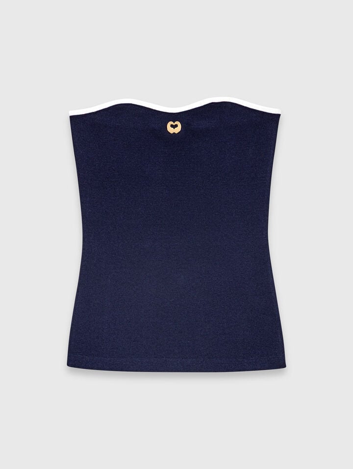 Contrast-knit bustier top