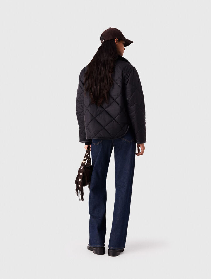 Reversible sequin puffer jacket