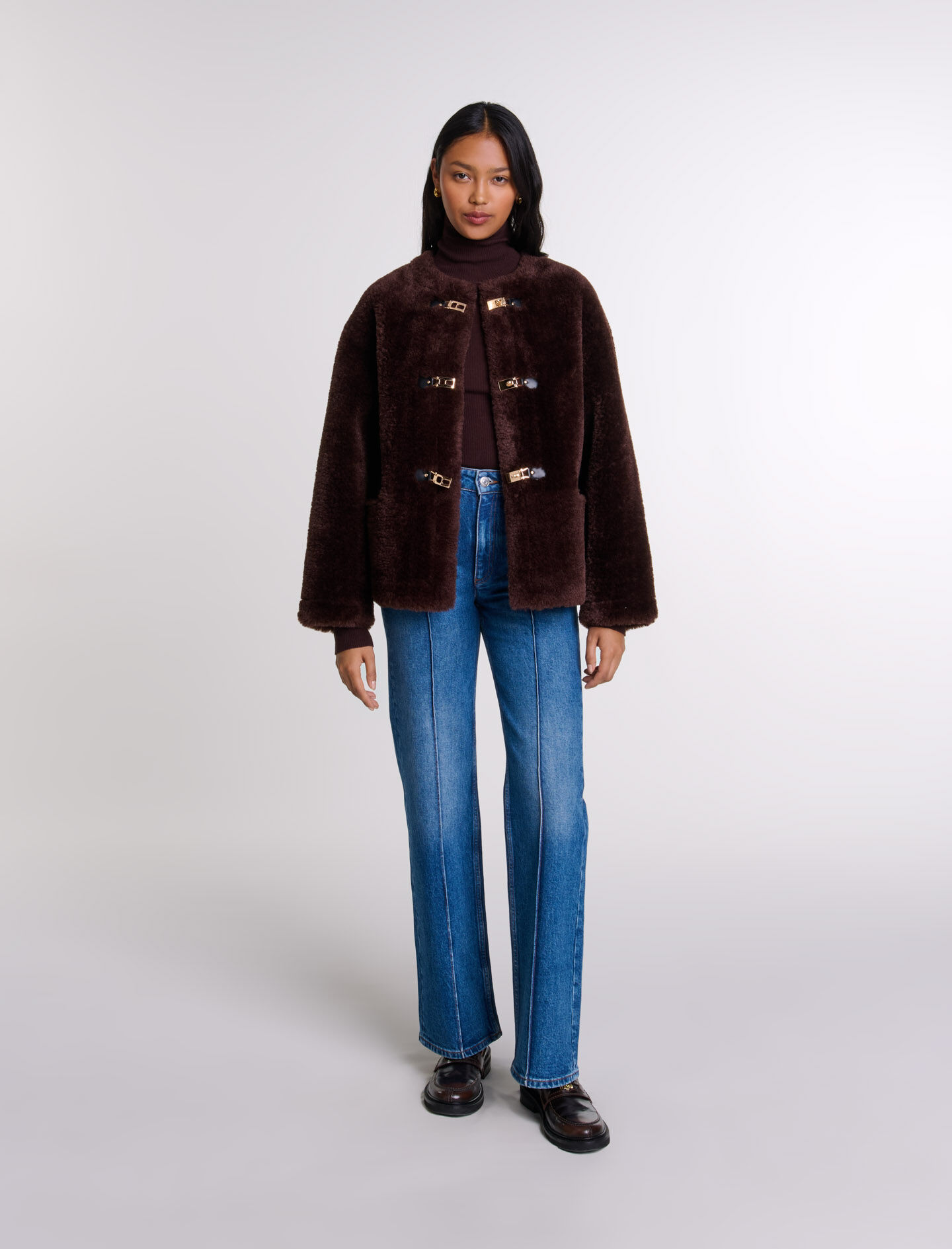Maje long down jacket with fur new arrivals