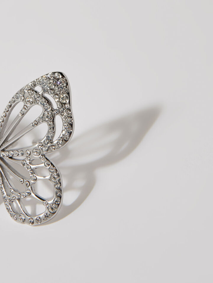 Rhinestone butterfly ring