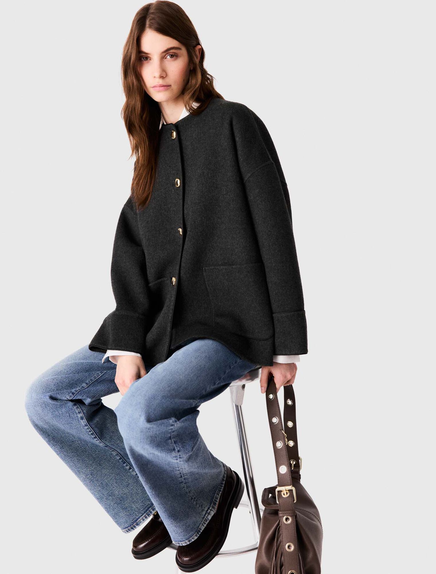 Coat with removable scarf