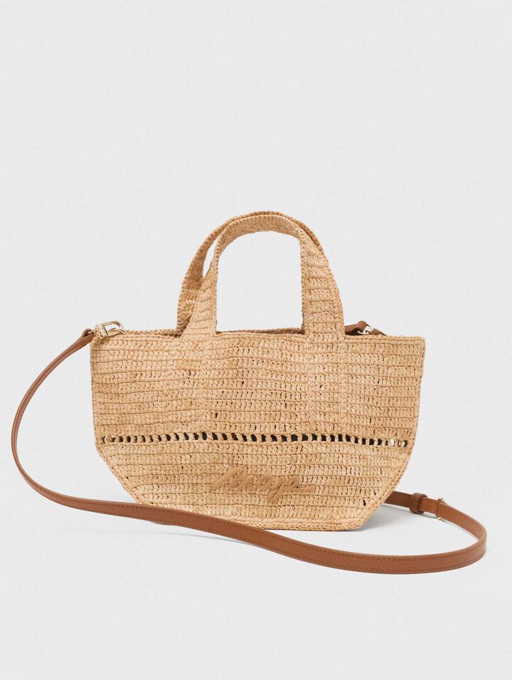 Natural raffia mini shopping bag