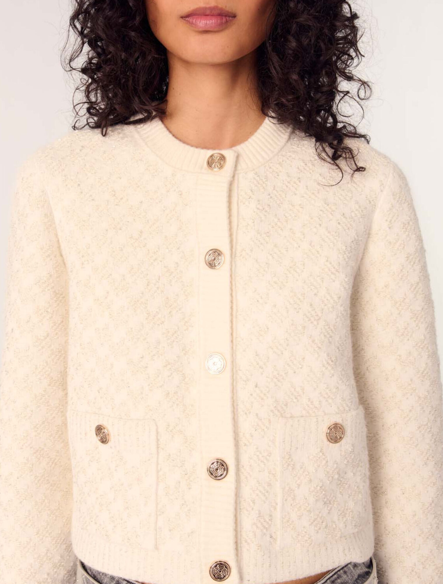 Short tweed-effect cardigan