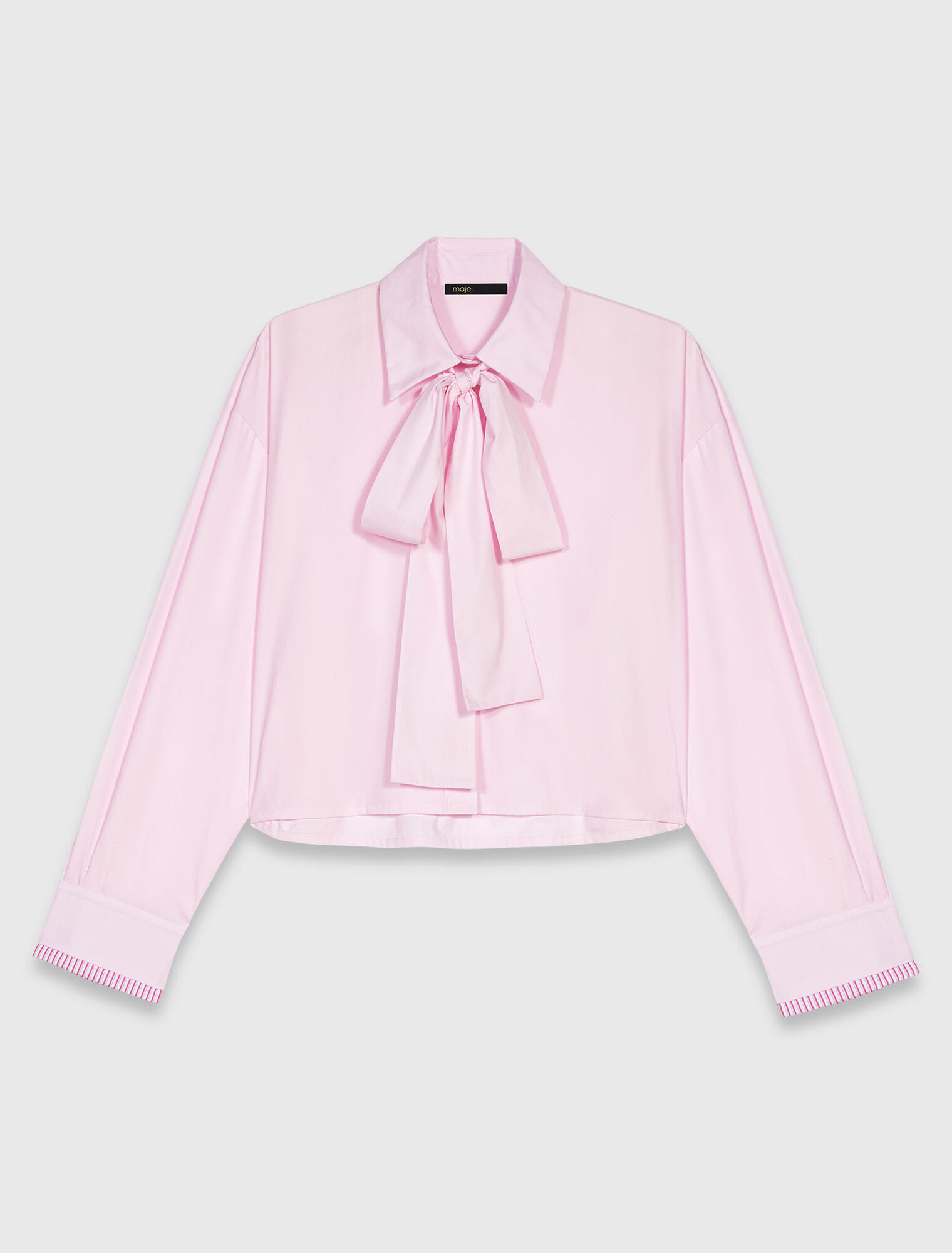 Short shirt with pussy bow