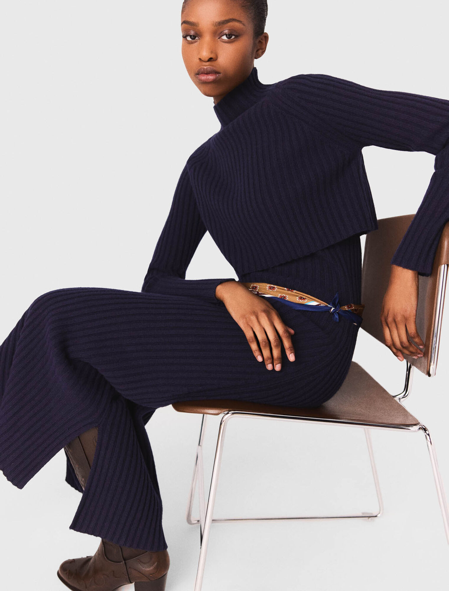 Knit dress with removable jumper