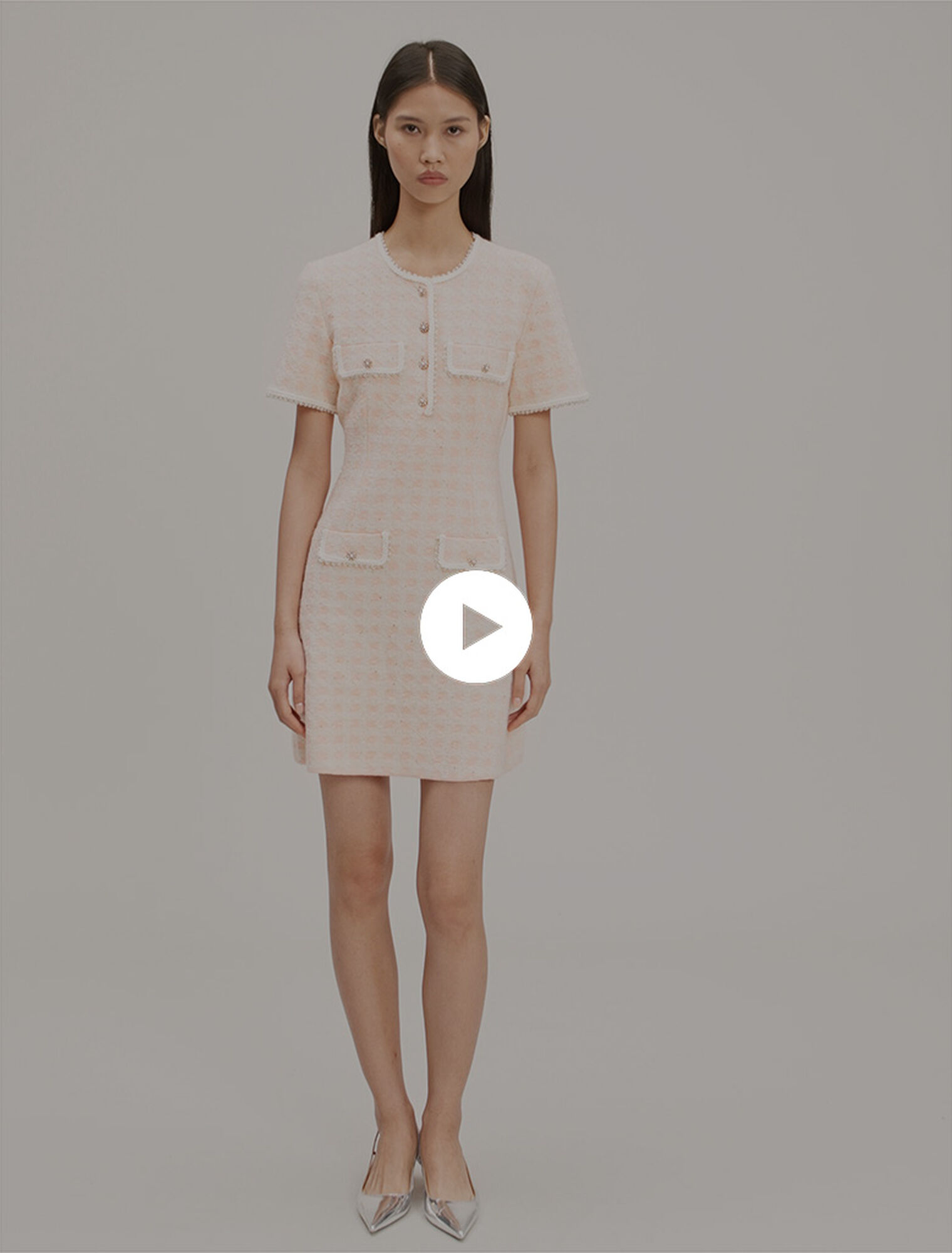 Tweed-effect knit short dress