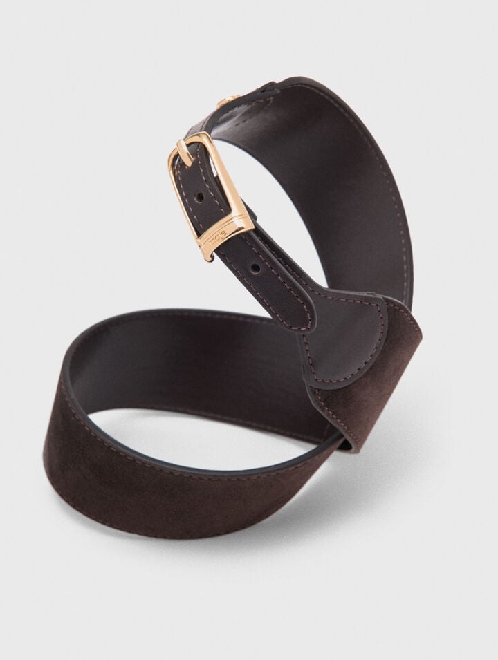 Mixed suede and leather corset belt