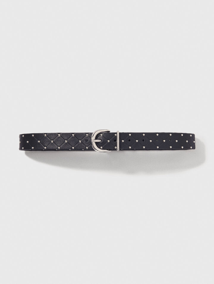 Quilted leather belt