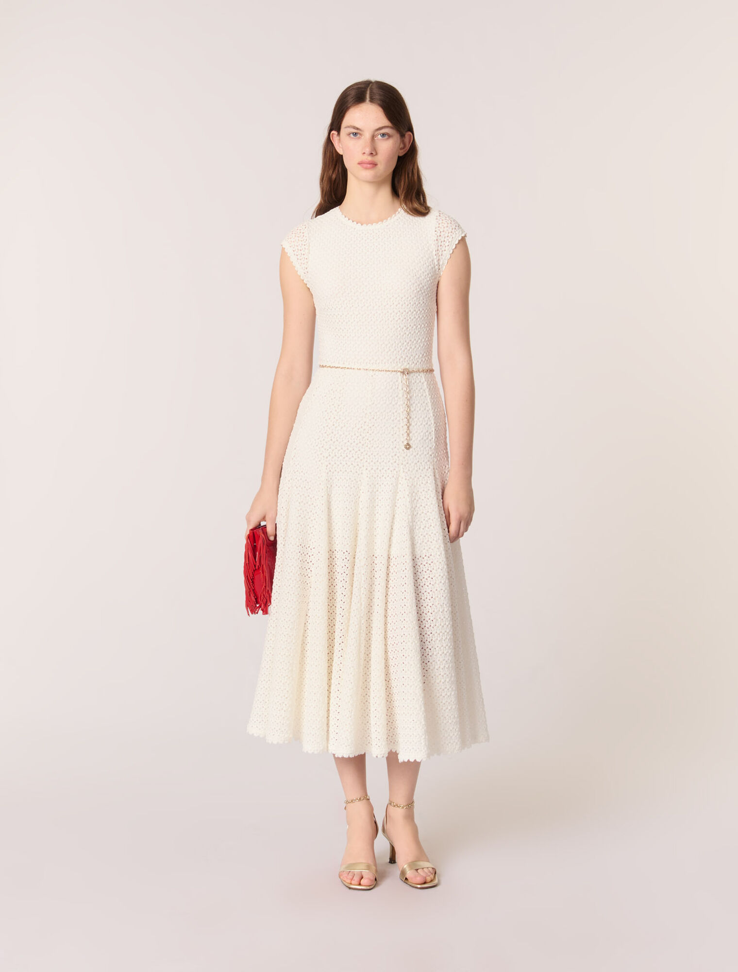 Crochet-knit maxi dress