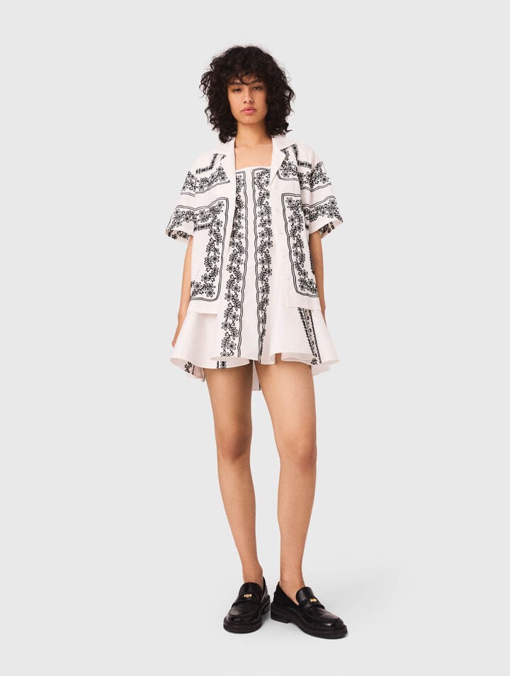 Short-sleeved embroidered shirt