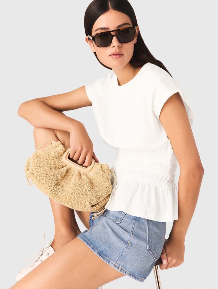 Fitted pleated T-shirt