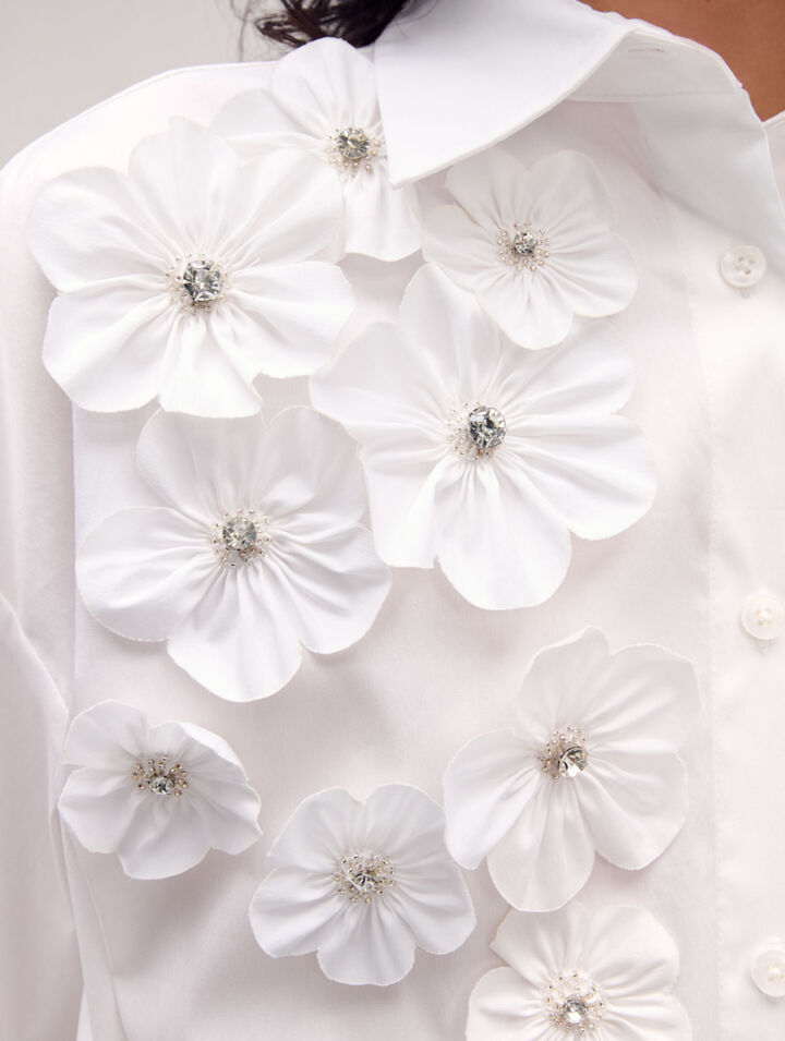 Long shirt with embroidered flowers