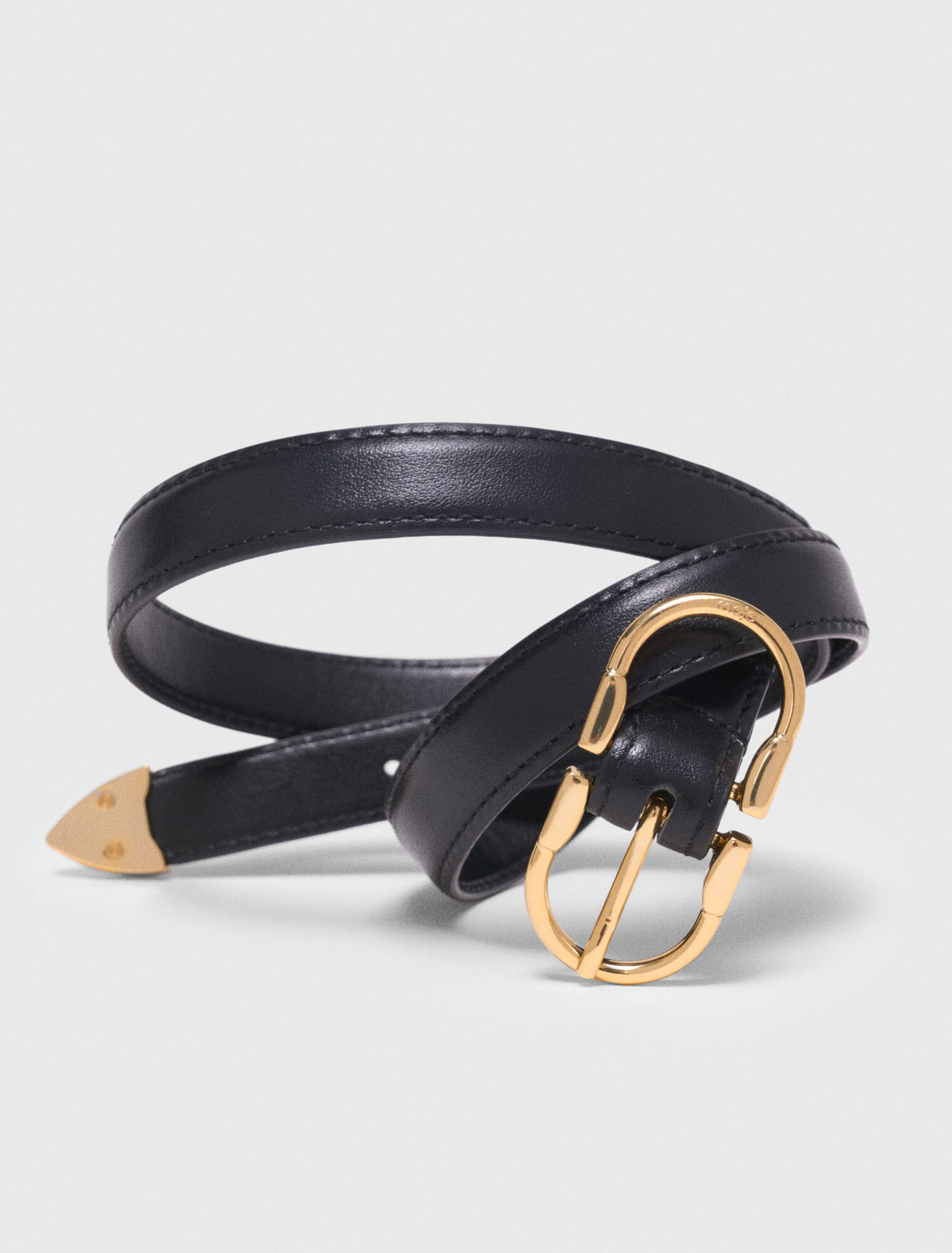 Double-buckle leather belt