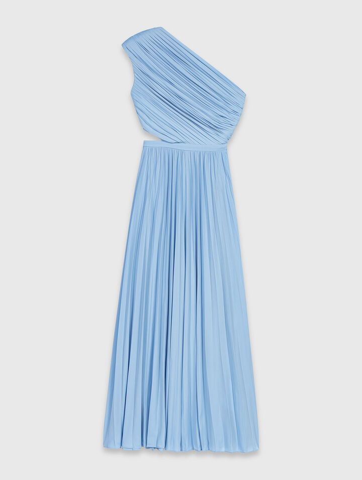 Asymmetrical pleated maxi dress
