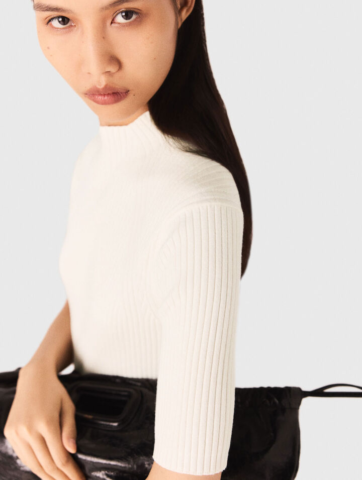 Cotton and silk ribbed top