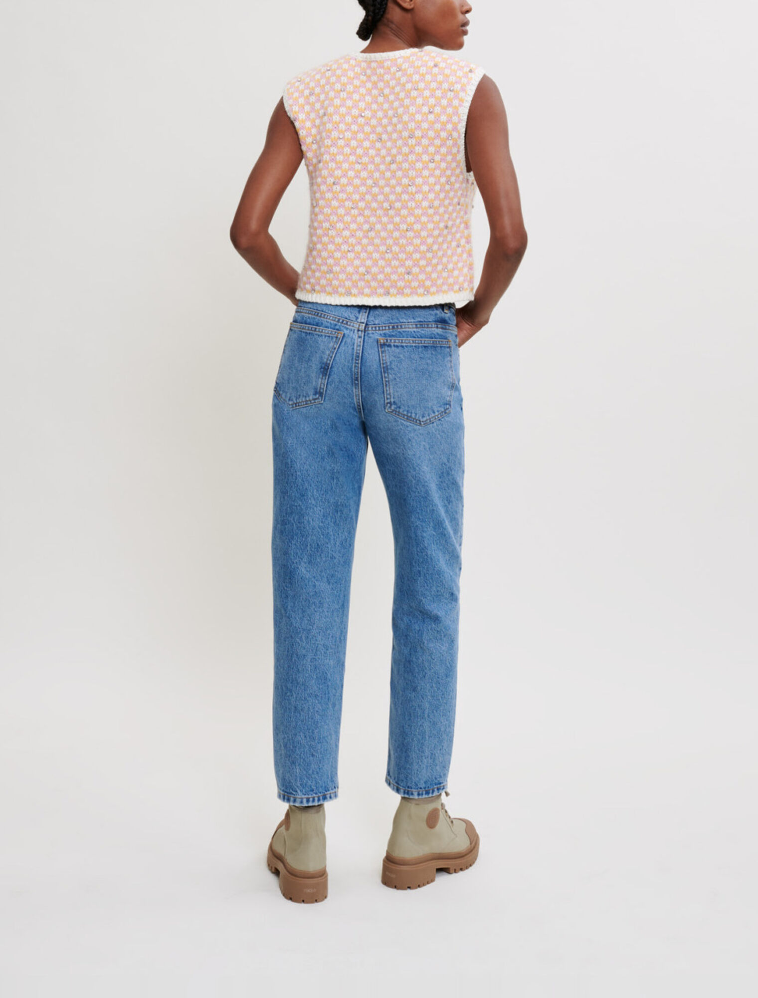 Decorative knit and rhinestone jumper