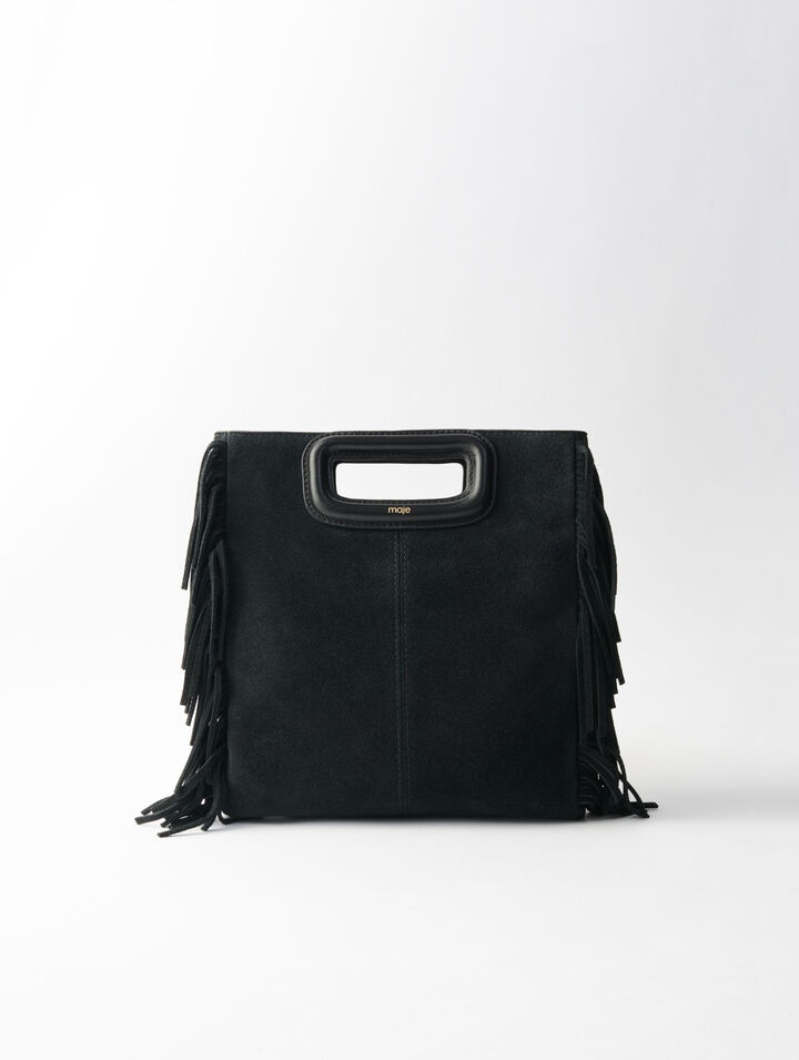 Fringed M bag in suede