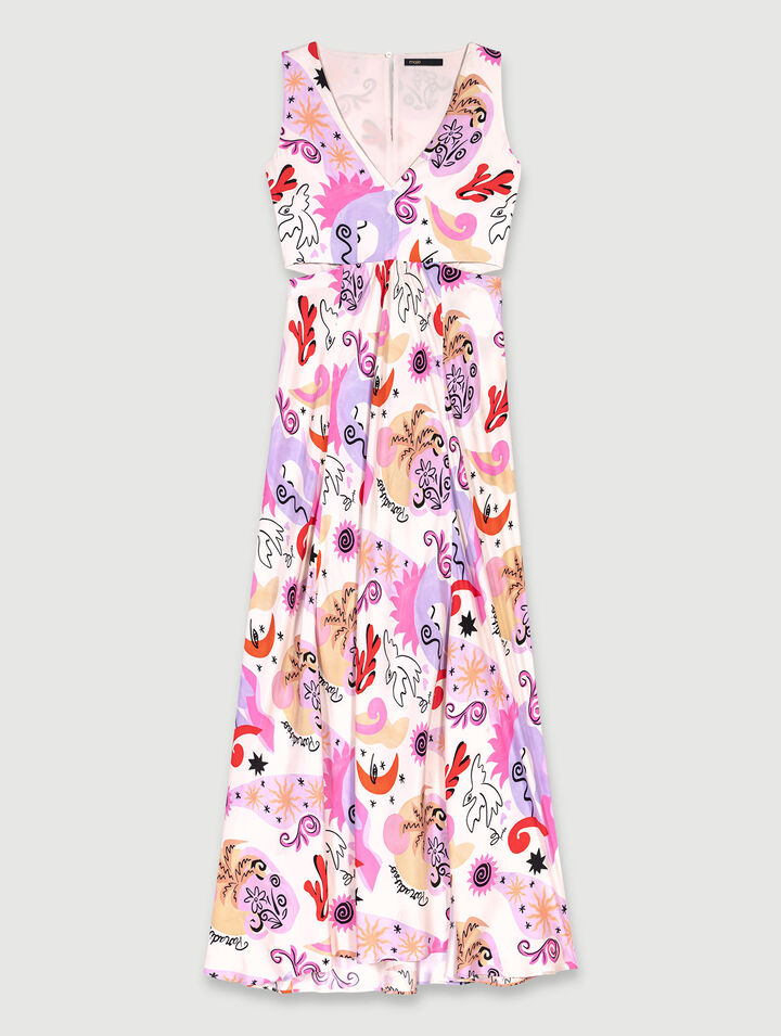 Cutaway silk maxi dress