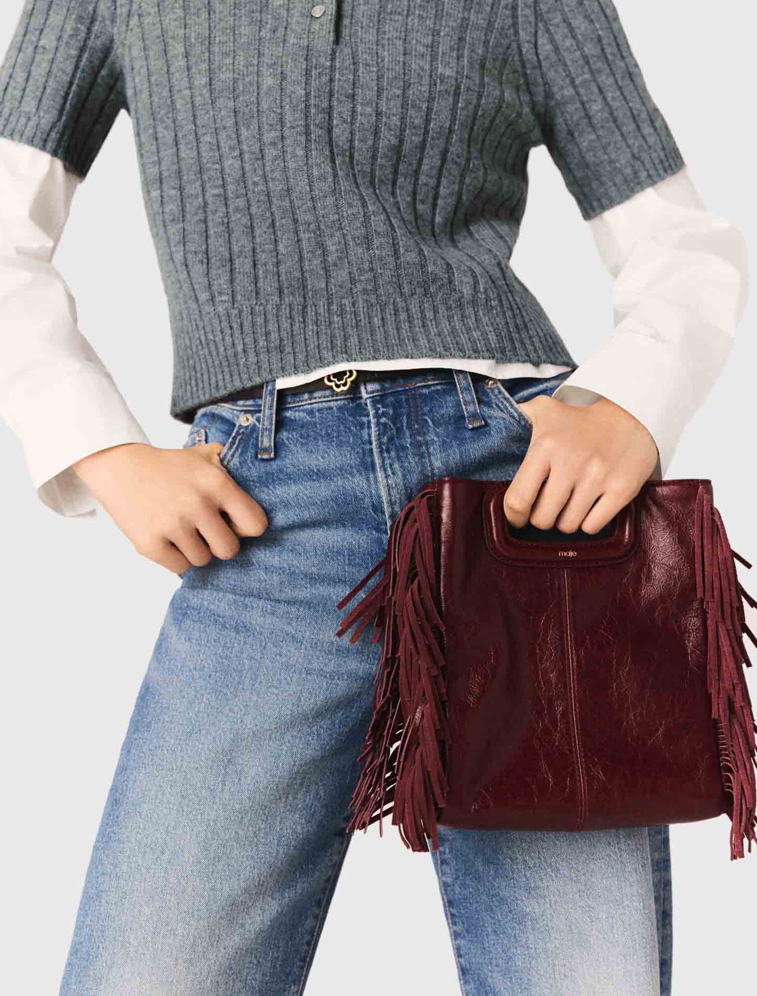 Crackled leather M bag