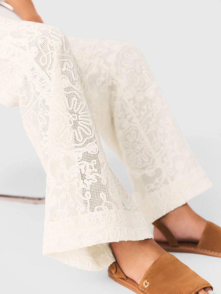 Guipure lace trousers