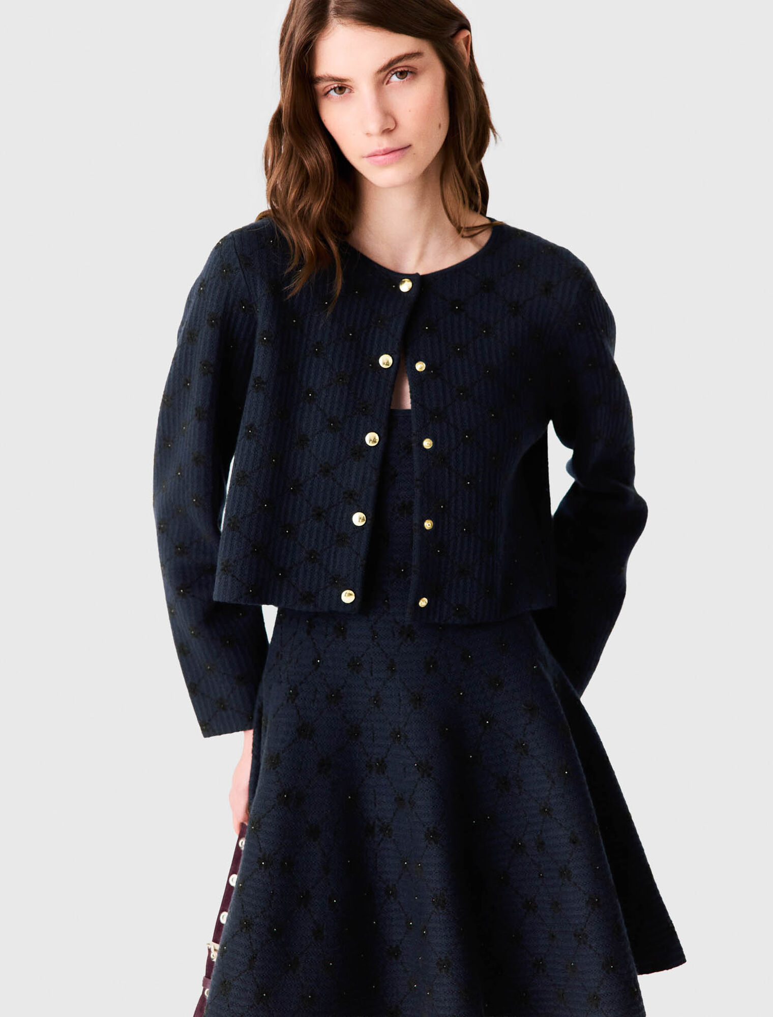 Jacquard cardigan with sequins