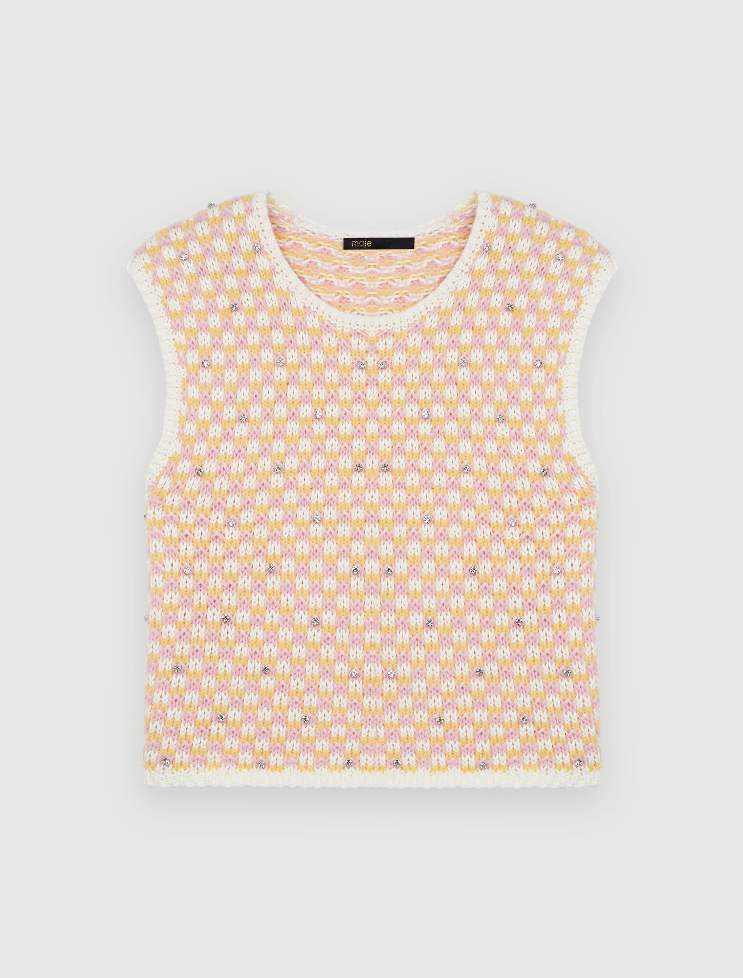 Decorative knit and rhinestone jumper