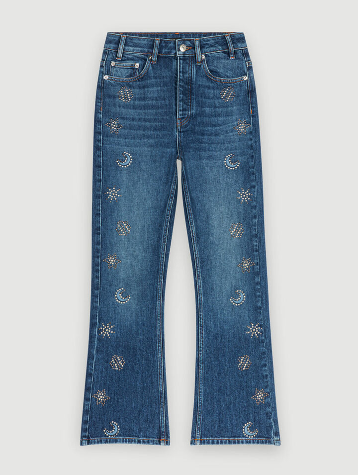 Jeans adorned with moon crystals