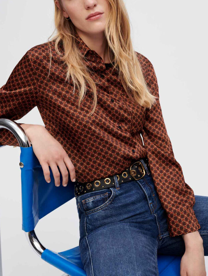 Mini Clover printed satin shirt