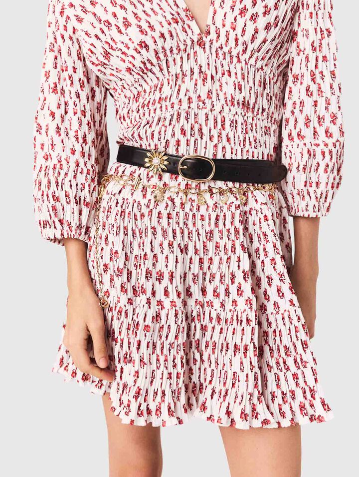 Leather belt with removable jewel